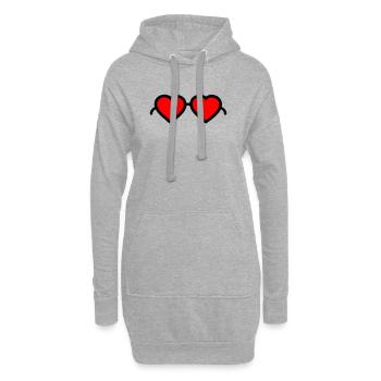 Herzen Brille - Hoodie-Kleid - Grau meliert - Vorne