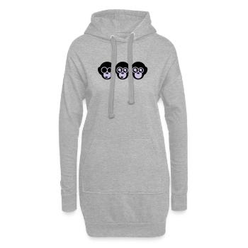 trois singes - Sweat-shirt à capuche long Femme - gris chiné - Devant