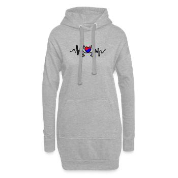 Südkorea Flagge Cardio harter Schlaganfall - Hoodie-Kleid - Grau meliert - Vorne