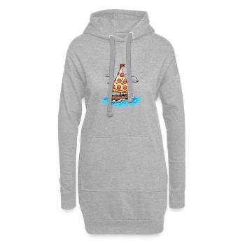 Voilier Ahoy Sea avec voile de pizza au salami - Sweat-shirt à capuche long Femme - gris chiné - Devant