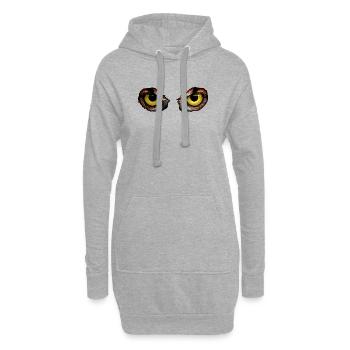 Nachtauge: Uhu-Blick in Gelb - Hoodie-Kleid - Grau meliert - Vorne