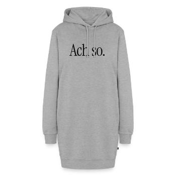 Ach so. | Reduzierter Typografie-Spruch - Hoodie-Kleid - Grau meliert - Vorne - AI Model Female 172 light (172cm)