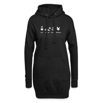 Eat Sleep Read Repeat – Lustiges Bücherwurm Gänse  - Hoodie-Kleid - Schwarz - Vorne