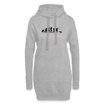 ÉVOLUTION DE LA PÊCHE - Sweat-shirt à capuche long Femme - gris chiné - Devant