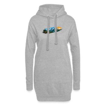 Motiv eines Mountainbikers in den Bergen - Hoodie-Kleid - Grau meliert - Vorne