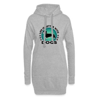 Dog Hund Dackel Life is better - Hoodie-Kleid - Grau meliert - Vorne