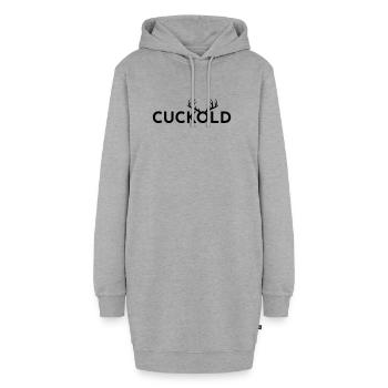 Cuck-Hörner - Hoodie-Kleid - Grau meliert - Vorne - AI Model Female 172 light (172cm)