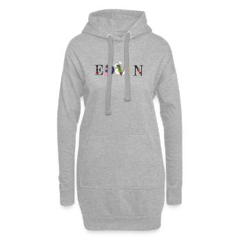 EDVIN Name mit Blumen geschmückt - Hoodie-Kleid - Grau meliert - Vorne