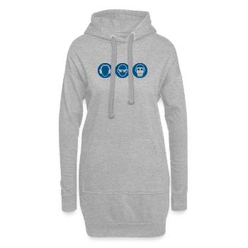 Drei Affen - nichts hören, sehen, sagen - Hoodie-Kleid - Grau meliert - Vorne