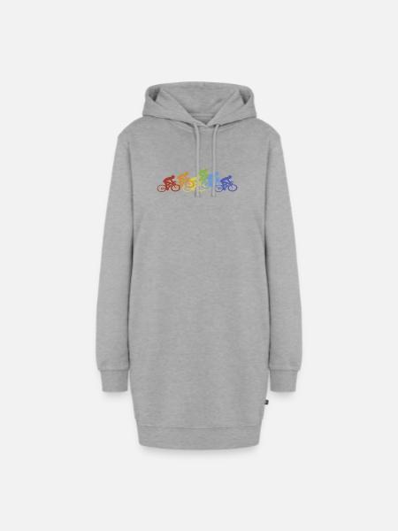 Fahrrad Radfahrer Regenbogen - Hoodie-Kleid - Grau meliert