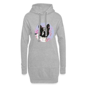 Français T-shirt Bulldog. - Sweat-shirt à capuche long Femme - gris chiné - Devant