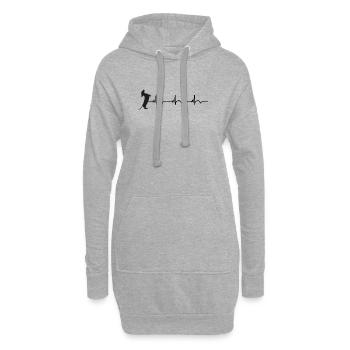 Dackel EKG Herzschlag - Hoodie-Kleid - Grau meliert - Vorne