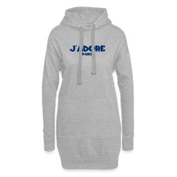 J’Adore Paris - J’aime Paris - France - Frankreich - Sweat-shirt à capuche long Femme - gris chiné - Devant