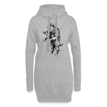 Wildschwein - Hoodie-Kleid - Grau meliert - Vorne