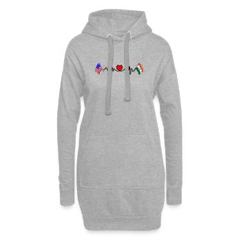 Cardio-Herz mit Flagge USA USA, Indien - Hoodie-Kleid - Grau meliert - Vorne