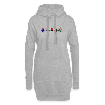 Drapeaux Australie Cardio coeur avec Drapeau Inde - Sweat-shirt à capuche long Femme - gris chiné - Devant