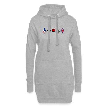 Cardio coeur avec drapeau France et drapeau Angleterre - Sweat-shirt à capuche long Femme - gris chiné - Devant