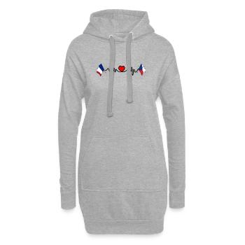 Cardioherz mit Flagge Frankreich und Flagge Tschechien - Hoodie-Kleid - Grau meliert - Vorne