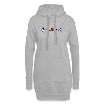 Cardio coeur avec drapeau France et drapeau Finlande - Sweat-shirt à capuche long Femme - gris chiné - Devant