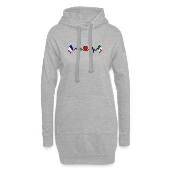 Cardio-Herz mit Flagge Frankreich und Flagge Mexiko - Hoodie-Kleid - Grau meliert - Vorne