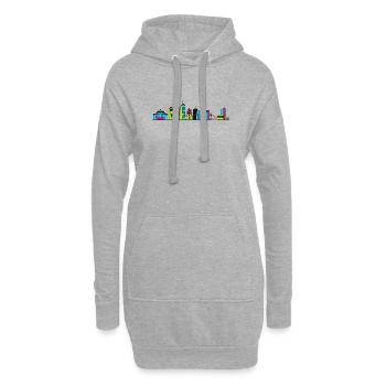 Art de la pagode à un pilier de la skyline de la ville de Hanoï - Sweat-shirt à capuche long Femme - gris chiné - Devant