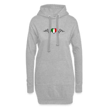 Italien Herzschlag - Hoodie-Kleid - Grau meliert - Vorne