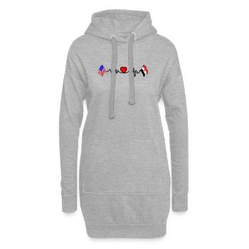 Cardio-Herz mit USA-Flagge und Ägypten-Flagge - Hoodie-Kleid - Grau meliert - Vorne