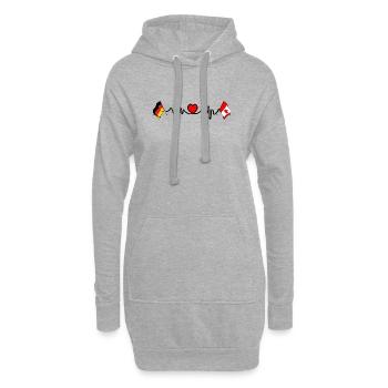 Cardio coeur avec drapeau de l’Allemagne et drapeau du Canada - Sweat-shirt à capuche long Femme - gris chiné - Devant