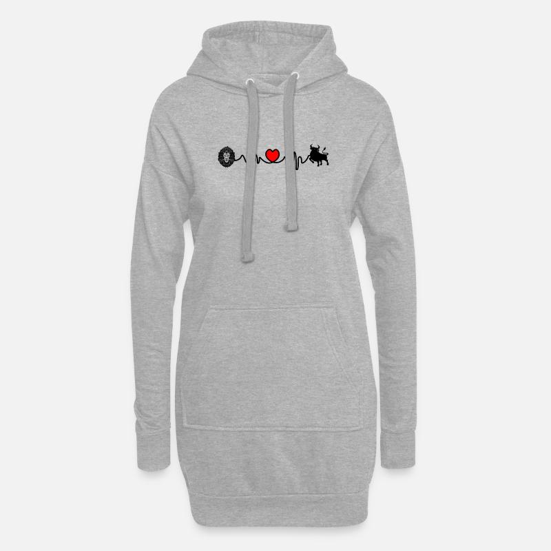Herzfrequenz Cardio Löwe Stier - Hoodie-Kleid - Grau meliert