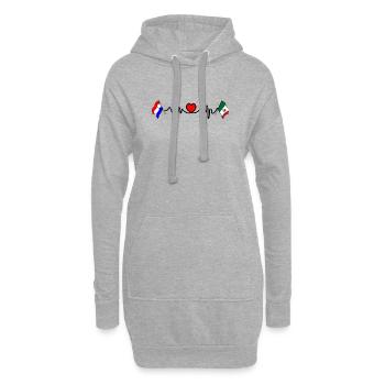 Cardio-Herz Flagge Niederlande, Flagge Mexiko - Hoodie-Kleid - Grau meliert - Vorne