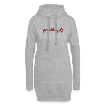 Cardio heart Drapeau Pologne, drapeau Suisse - Sweat-shirt à capuche long Femme - gris chiné - Devant