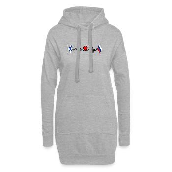 Cardio heart Drapeau Finlande, drapeau Russie - Sweat-shirt à capuche long Femme - gris chiné - Devant
