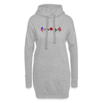 Cardio Herz Flagge USA Norwegen - Hoodie-Kleid - Grau meliert - Vorne