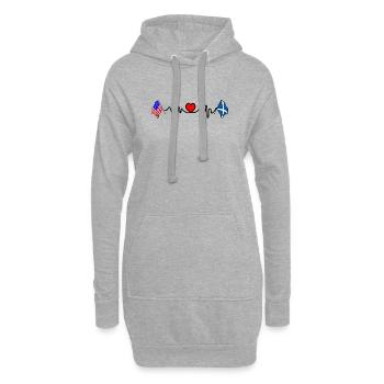 Cardio-Herz mit USA-Flagge und Schottland-Flagge - Hoodie-Kleid - Grau meliert - Vorne