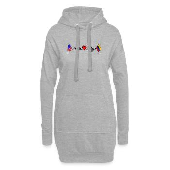 Cardio-Herz mit USA-Flagge und Venezuela-Flagge - Hoodie-Kleid - Grau meliert - Vorne
