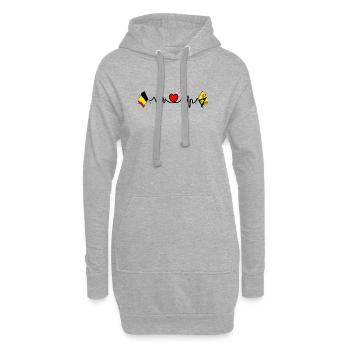 Cardio-Herz Flagge Belgien und Flagge Wallonisch-Brabant - Hoodie-Kleid - Grau meliert - Vorne