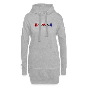 Cardio-Herz mit Flagge Albanien und Flagge Europa - Hoodie-Kleid - Grau meliert - Vorne