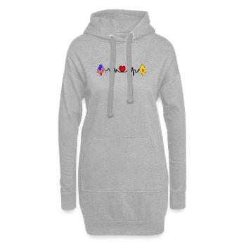 Cardio-Herz mit USA-Flagge und New Mexico-Flagge - Hoodie-Kleid - Grau meliert - Vorne