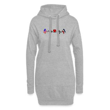 Cardio-Herz mit USA-Flagge und Utah-Flagge - Hoodie-Kleid - Grau meliert - Vorne