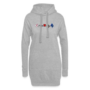West Sussex Flagge + Herzschlag & englische Flagge - Hoodie-Kleid - Grau meliert - Vorne