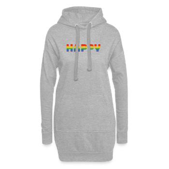 T-shirt arc-en-ciel Pride Happy | LGBT lgbtqi queer - Sweat-shirt à capuche long Femme - gris chiné - Devant
