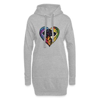 Kangal Chien Coeur Amour - Sweat-shirt à capuche long Femme - gris chiné - Devant