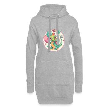 Bande dessinée d’anniversaire caméléon - Sweat-shirt à capuche long Femme - gris chiné - Devant