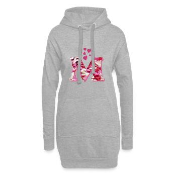 herzen m - Hoodie-Kleid - Grau meliert - Vorne