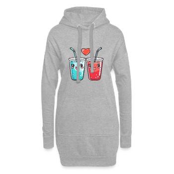 SoftdrinkPaar Liebe Drink Herz Valentinstag - Hoodie-Kleid - Grau meliert - Vorne