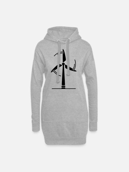 Windrad Silhouette - Hoodie-Kleid - Grau meliert