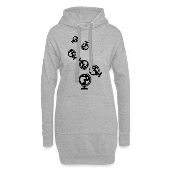 Icône de globe - Sweat-shirt à capuche long Femme - gris chiné - Devant