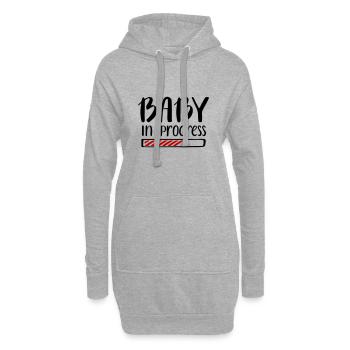Baby in Progress Arbeit Schwangerschaft Pregnant - Hoodie-Kleid - Grau meliert - Vorne