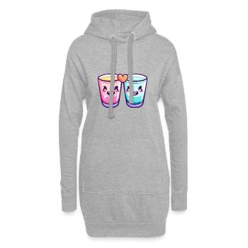 Tequila Shots Kurze Paar Liebe Herz Valentinstag - Hoodie-Kleid - Grau meliert - Vorne