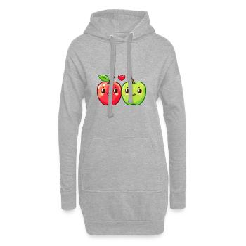 Pomme Couple Amour Coeur Saint Valentin - Sweat-shirt à capuche long Femme - gris chiné - Devant